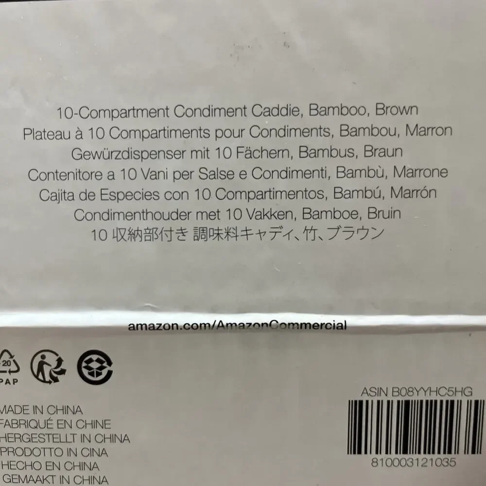 Amazon Commercial Bamboo 10-Compartment Condiment Caddie